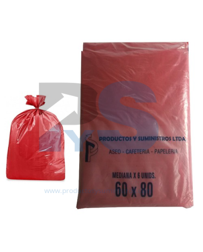 Bolsa de Basura Roja 60*80 *6 Und