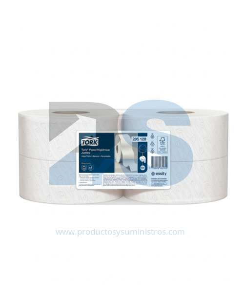 Papel Higiénico Jumbo Blanco Tork Familia Ref. 205120 (202581) x 4 Rollos x 170 m
