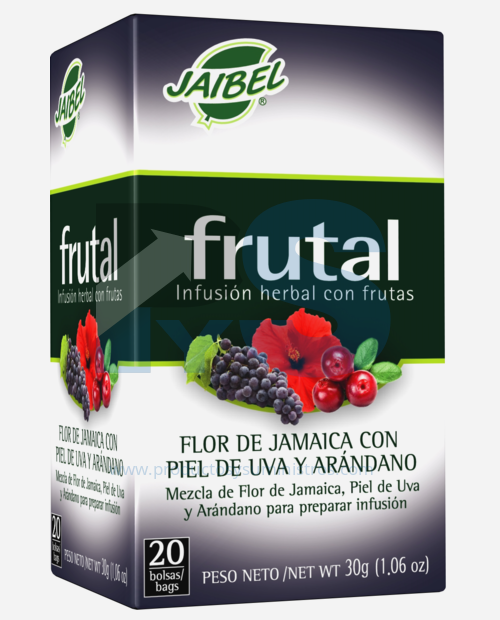 Aromatica De Frutas Flor de Jamaica con Piel De Uva y Arandano Jaibel*20 Sobres
