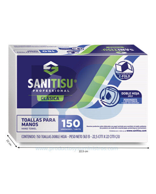 Toalla para Manos Blanca Sanitisu en Z Fold x 150 hojas