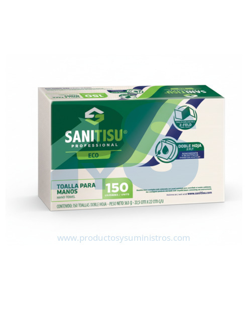 Toalla para Manos Natural Sanitisu en Z-Fold x 150 Uds