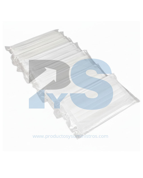 Tapabocas Facial Blanco con Elástico (Empaque individual) x 50 uds