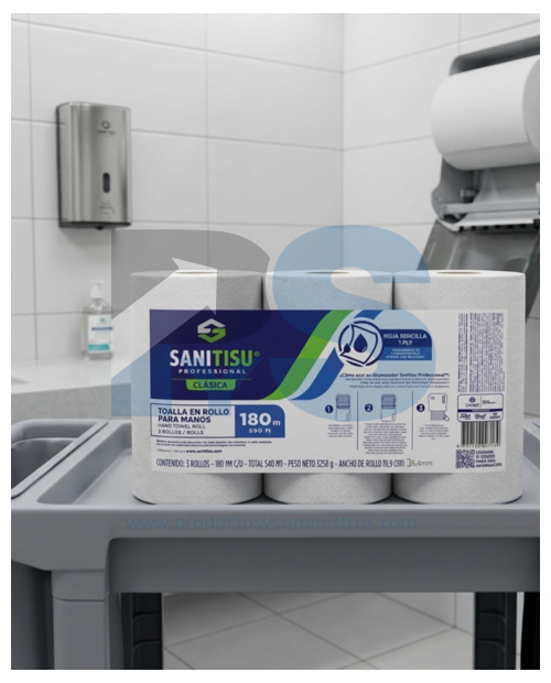 Toalla Manos Blanca Sanitisu x 6 rollos x 18O m C/rollo