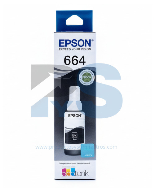 Tinta Botella Epson T664 Negra