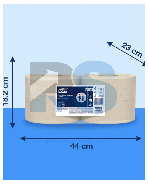 Papel Higiénico Jumbo Natural Tork Ref. 71457 x 4 rollos  x 250 m/rollo