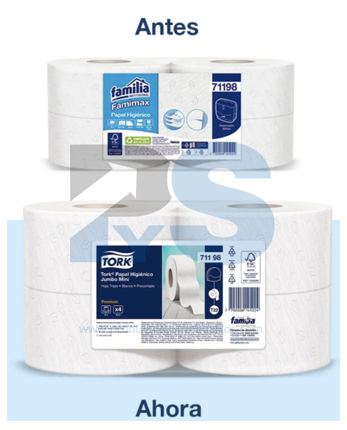 Papel Higiénico Jumbo Blanco Tork Ref. 71198 x 4 Rollos x 95 mts/rollo 