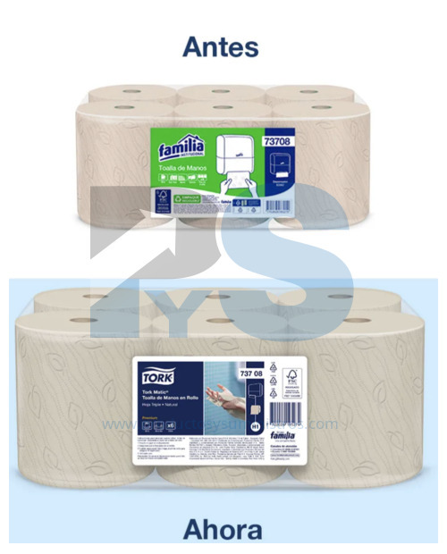 Toalla para Manos Natural Tork Ref. 73708 x 6 Rollo x 120 m/rollo