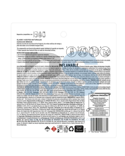 Repuesto Ambientador Glade Aceite Hawaiian Breeze x 2 Uds