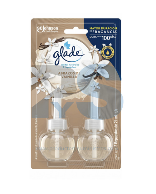 Repuesto Ambientador Glade Aceite Abrazos de Vainilla x 2 Unidades