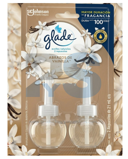 Repuesto Ambientador Glade Aceite Abrazos de Vainilla x 2 Unidades