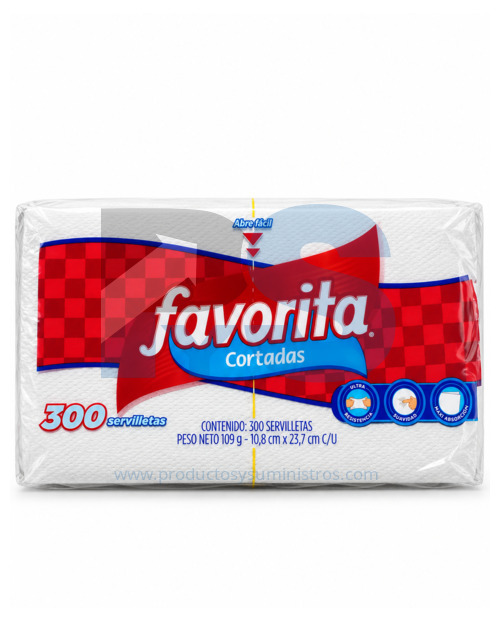 Servilletas Favorita Cortadas Blancas x 300 Uds
