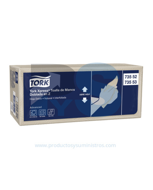 Toalla de Manos Familia Tork Ref. 73553 Doblada en Z Natutural Hoja Doble x 150 hojas