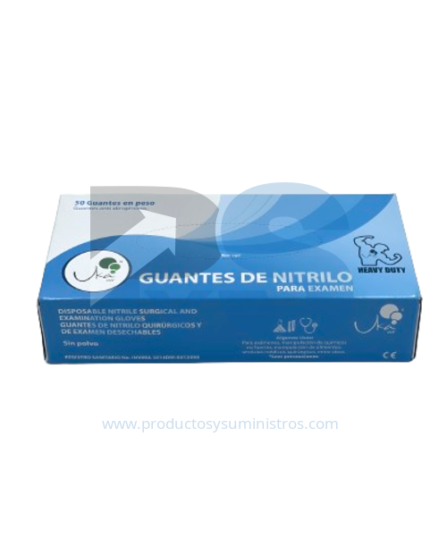 Guante Nitrilo HD Industrial Azul Talla L × 50 uds