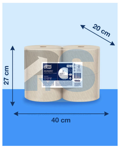 Papel Higiénico Tork SmartOne Advanced Natural Ref. 71613 x 4 Rollos x 200 m