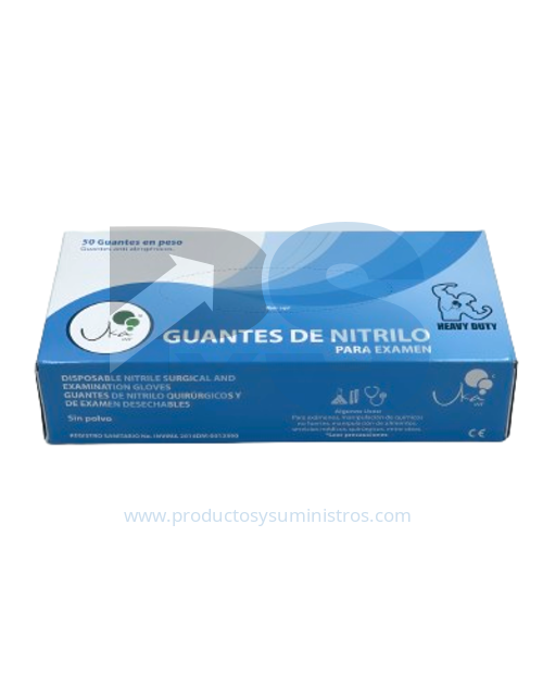 Guante Nitrilo HD Industrial Azul Talla M × 50 uds
