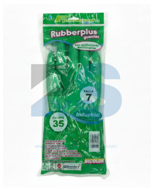 Guante Industrial Rubberplus Verde Calibre 35 Talla 7