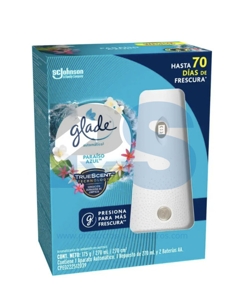 Ambientador Glade Automático + Dosificador Paraiso Azul x 270 ml