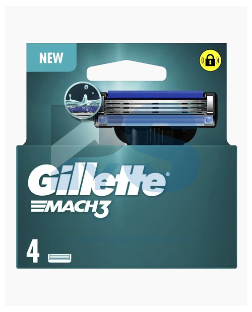 Repuesto Maquina De Afeitar Gillette Mach 3 x 4 Uds