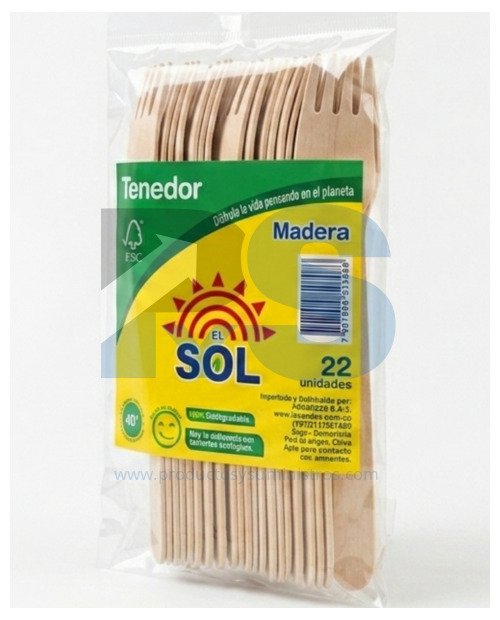Tenedor en Madera x 20 Uds