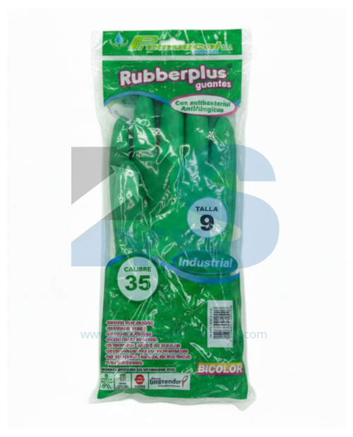 Guante Industrial Rubberplus Calibre 35 Talla 9 VERDE 