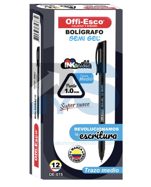 Esfero Offi-Esco Ref OE-075 Negro x 12 Uds