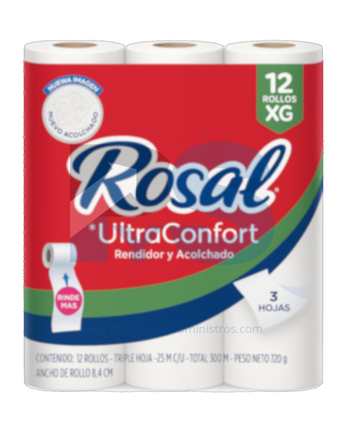 Papel Higiénico Blanco Rosal x 30m Paca x 12 Rollos