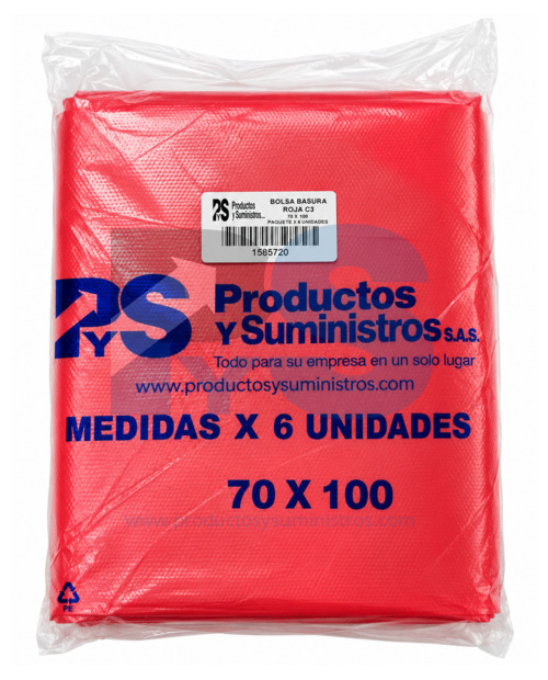 Bolsa de Basura Roja 70x100 Calibre 3 x 6 Uds