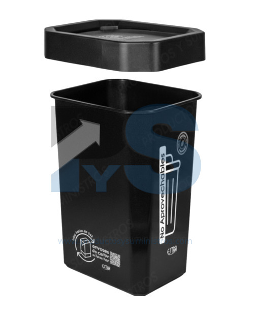 Papelera Material Recuperado Vaiven Negra Estra 10 L