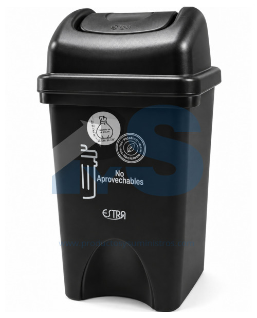 Papelera Vaivén Material Recuperado Negra 10 L Estra 4-1048884