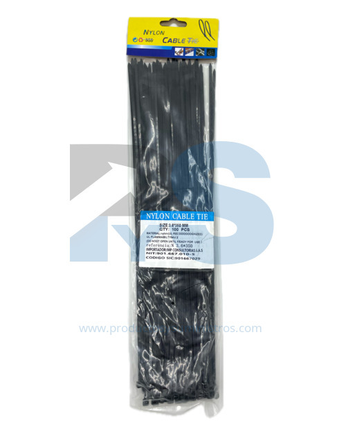 Amarres Plásticos NEGRO 35 cm x 100 Uds