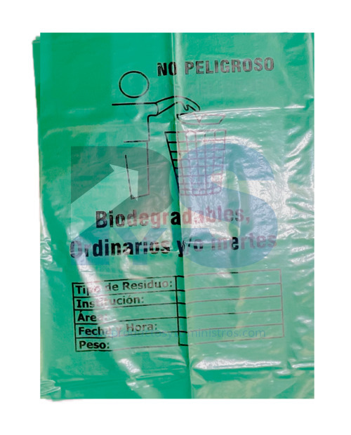 Bolsa de Basura Verde Impresa Biodegradable 70x100 x 6 Unidades