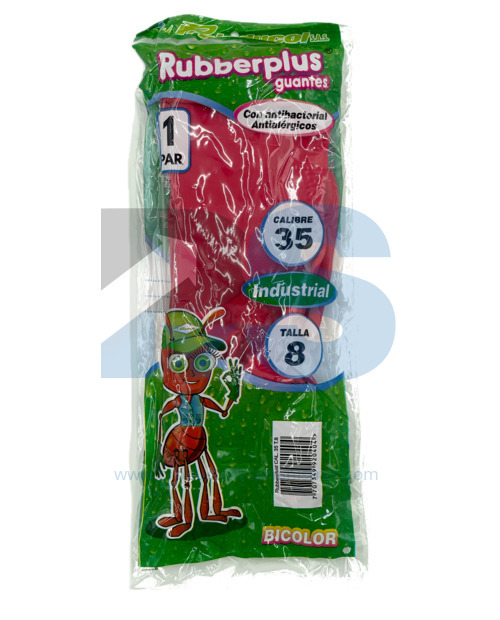Guante Residuos Biologicos Rojo Calibre 35 Talla 8
