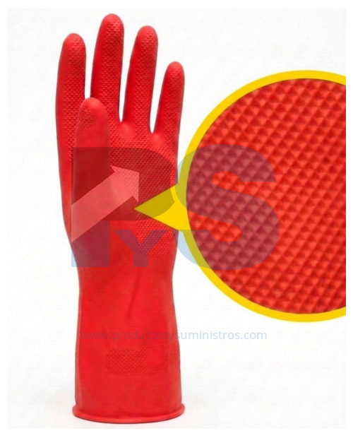 Guante Industrial Rubberplus Residuos Biológicos Rojo Calibre 35