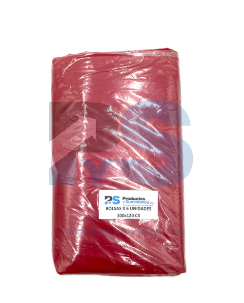 Bolsa de Basura Roja 100x120 Calibre 3 x 6 Uds
