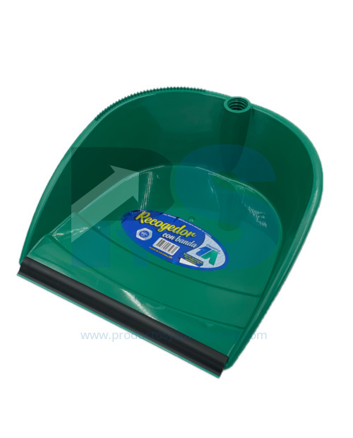 Recogedor Plastico con Banda Verde SIN MANGO