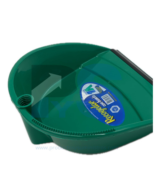 Recogedor Plastico con Banda Verde SIN MANGO