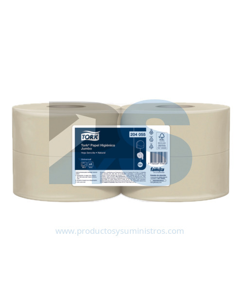 Papel Higienico Jumbo Natural Tork Ref.204055 x 4rollos x 500 m/rollo