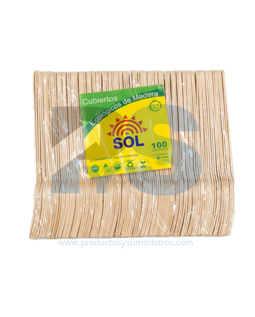 Tenedor en Madera El Sol x 100 Unidades