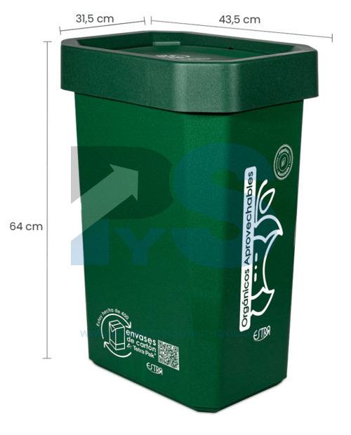 Papelera Material Recuperado Vaiven Verde Estra 53 LI