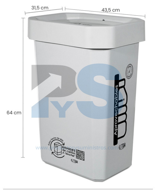 Papelera Material Recuperado Vaiven Blanca Estra 53 L