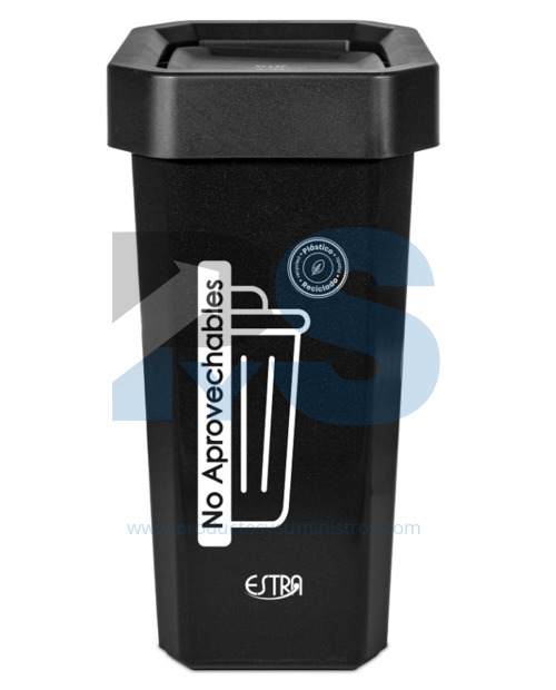 Papelera Material Recuperado Vaiven Negra Estra 53 L