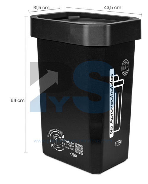 Papelera Material Recuperado Vaiven Negra Estra 53 L