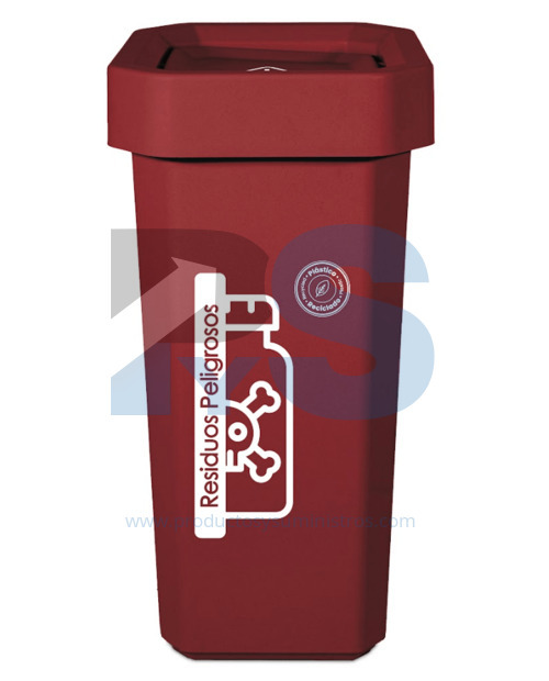 Papelera Material Recuperado Vaiven Roja Estra 53 L