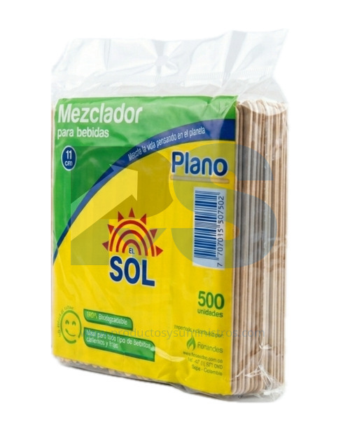 Mezclador Plano en Madera El Sol 11cm x 500 Uds