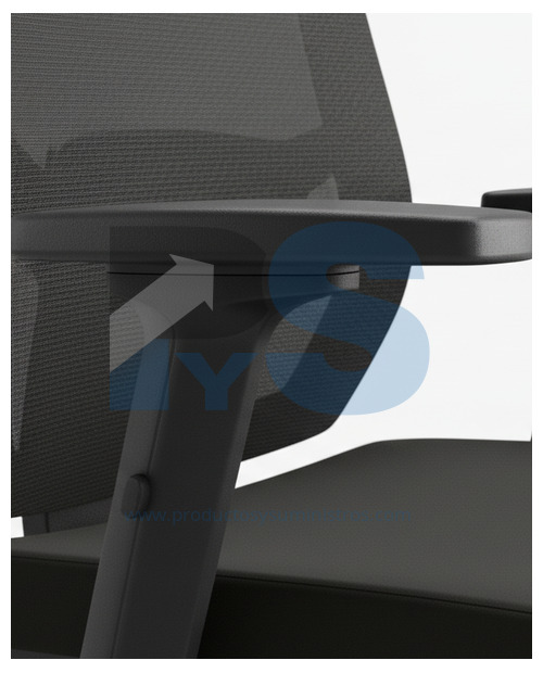 Silla Hawaii Sin Cabecero con Brazos Regulables en Altura y Base de Nylon Negra ENSAMBLADA