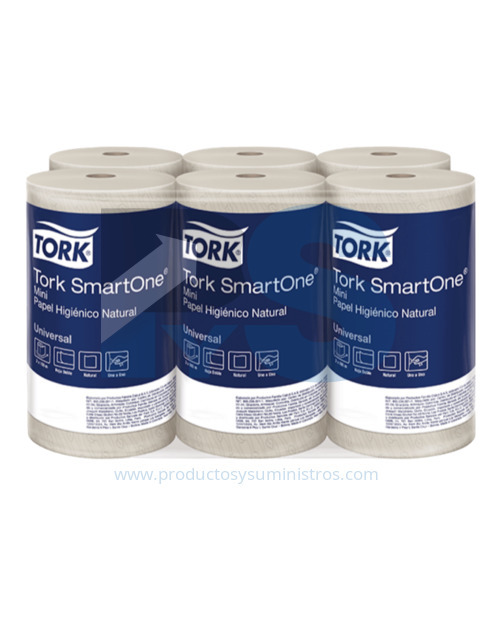 Papel Higiénico Tork SmartOne Mini Advanced Natural Ref. 71612 x 6 Rollos x 100 m