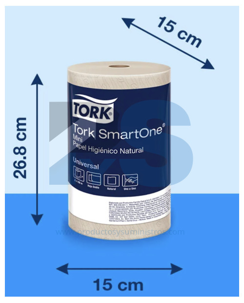 Papel Higiénico Tork SmartOne Mini Advanced Natural Ref. 71612 x 6 Rollos x 100 m