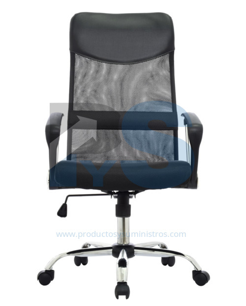 Sillón Presidente Seul Malla Negra Basculante Base Cromada