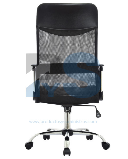 Sillón Presidente Seul Malla Negra Basculante Base Cromada