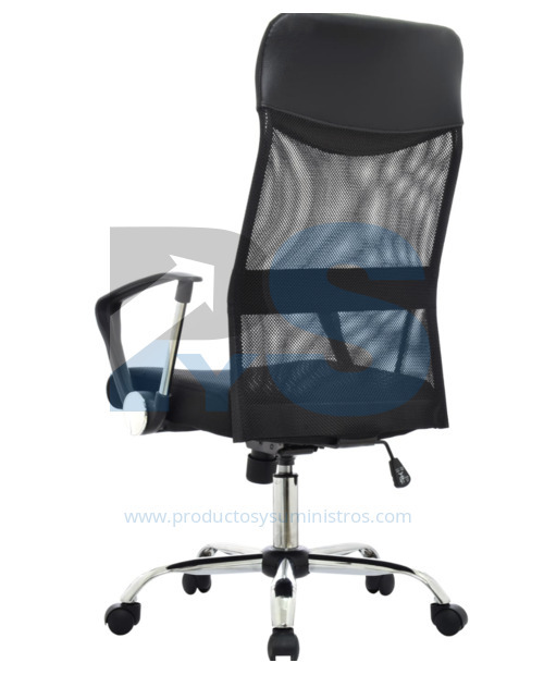Sillón Presidente Seul Malla Negra Basculante Base Cromada